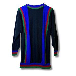 Vintage Jeanette Maternities Blue Red Green and Black Sweater